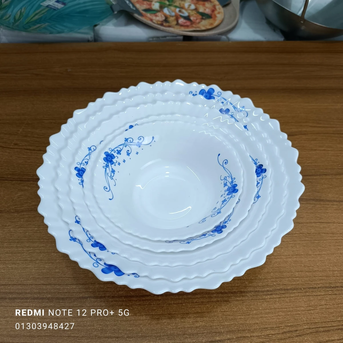 5 PCS BOWL SET ITALIANO™ OPAL GLASS Blue Print