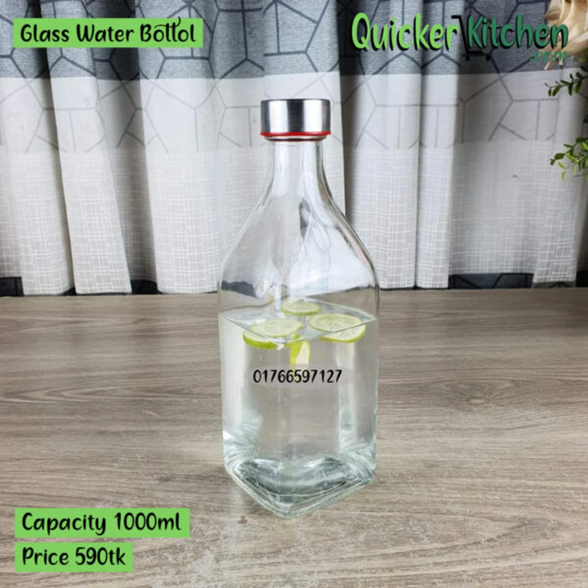 Squire Glass Water Bottle 1000ml - Image 3