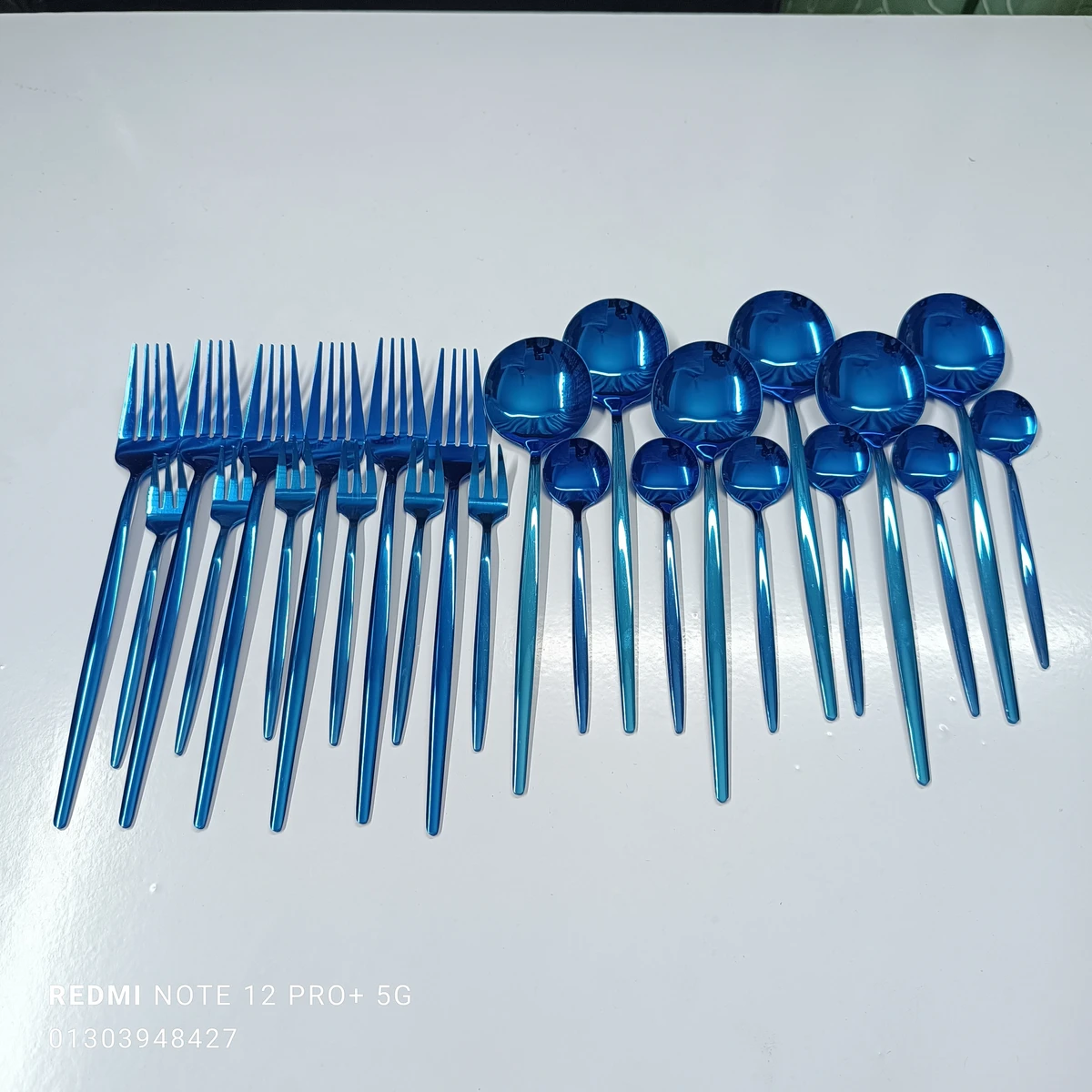 24-Piece Steel Cutlery Set Blue color