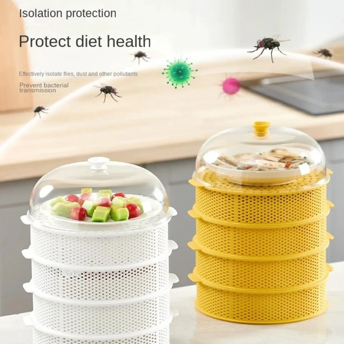 5 Layer Food Insulation Covers Transparent Stackable Dustproof Leftovers Food Storage Box Container Kitchen Organization_Prime Mall