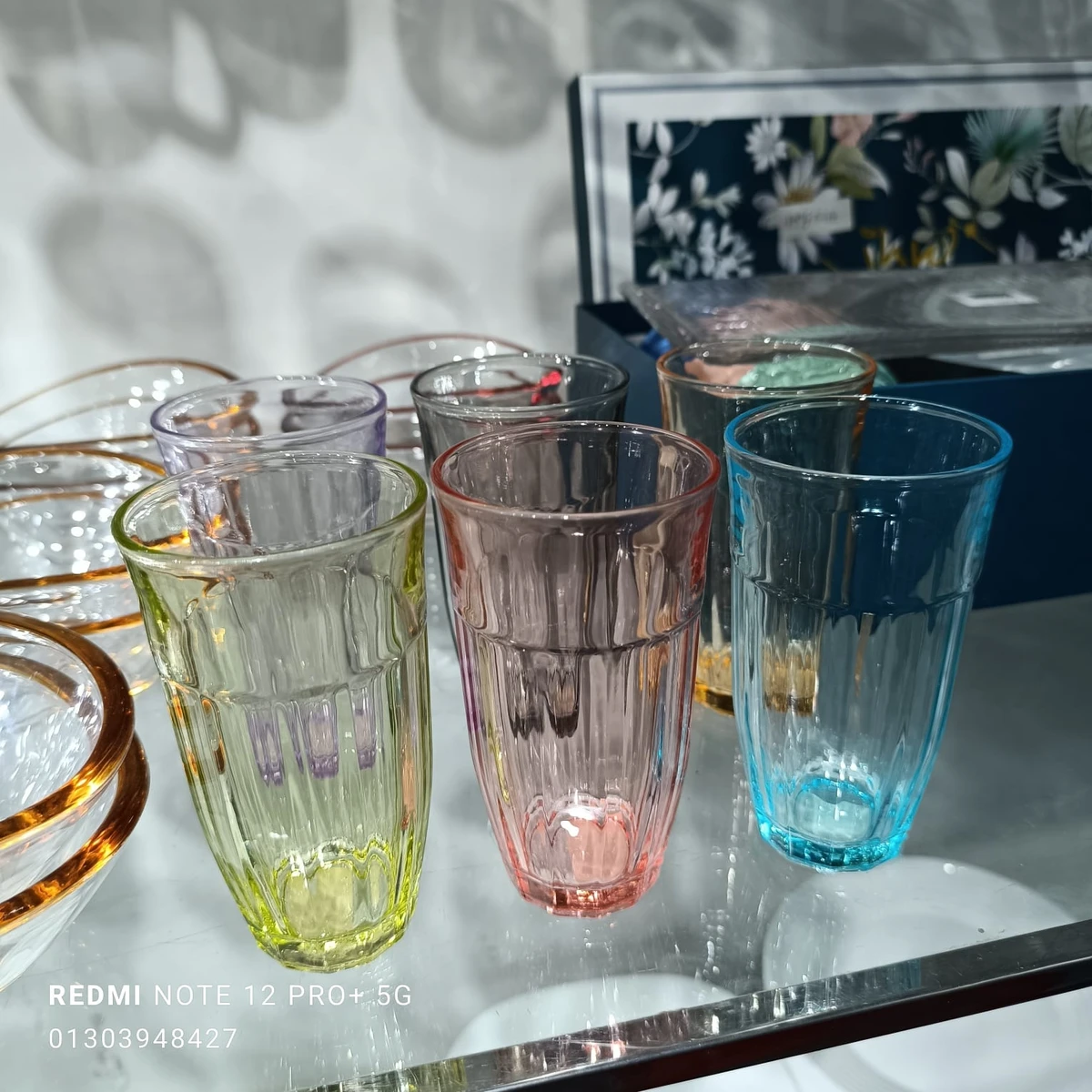 6 pcs color water glass 300 ml