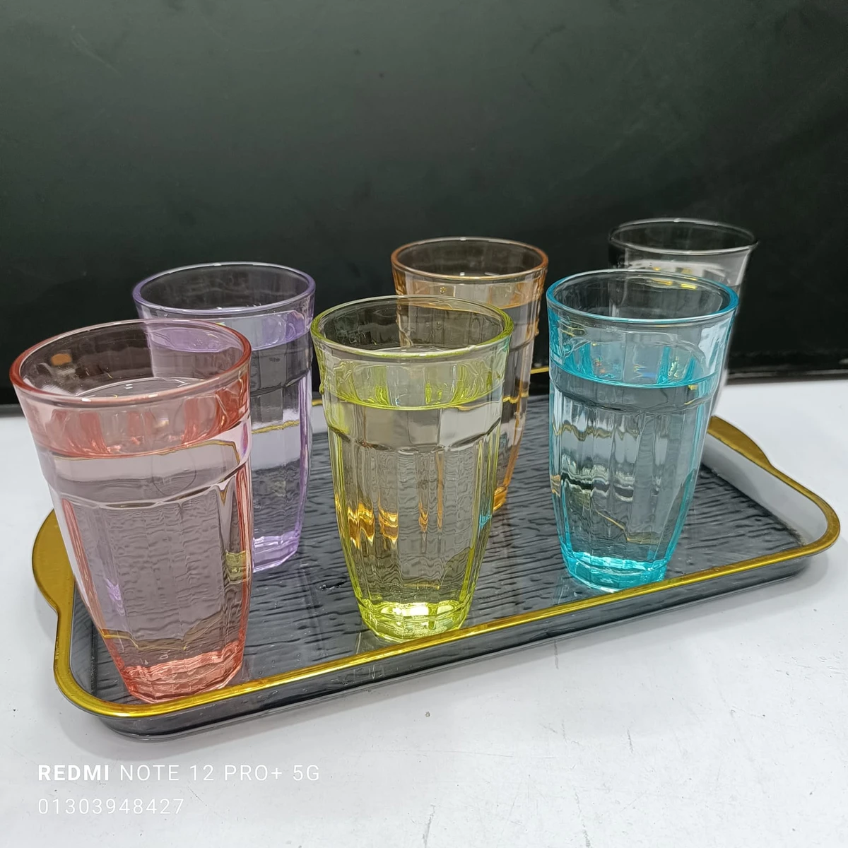 6 pcs color water glass 300 ml