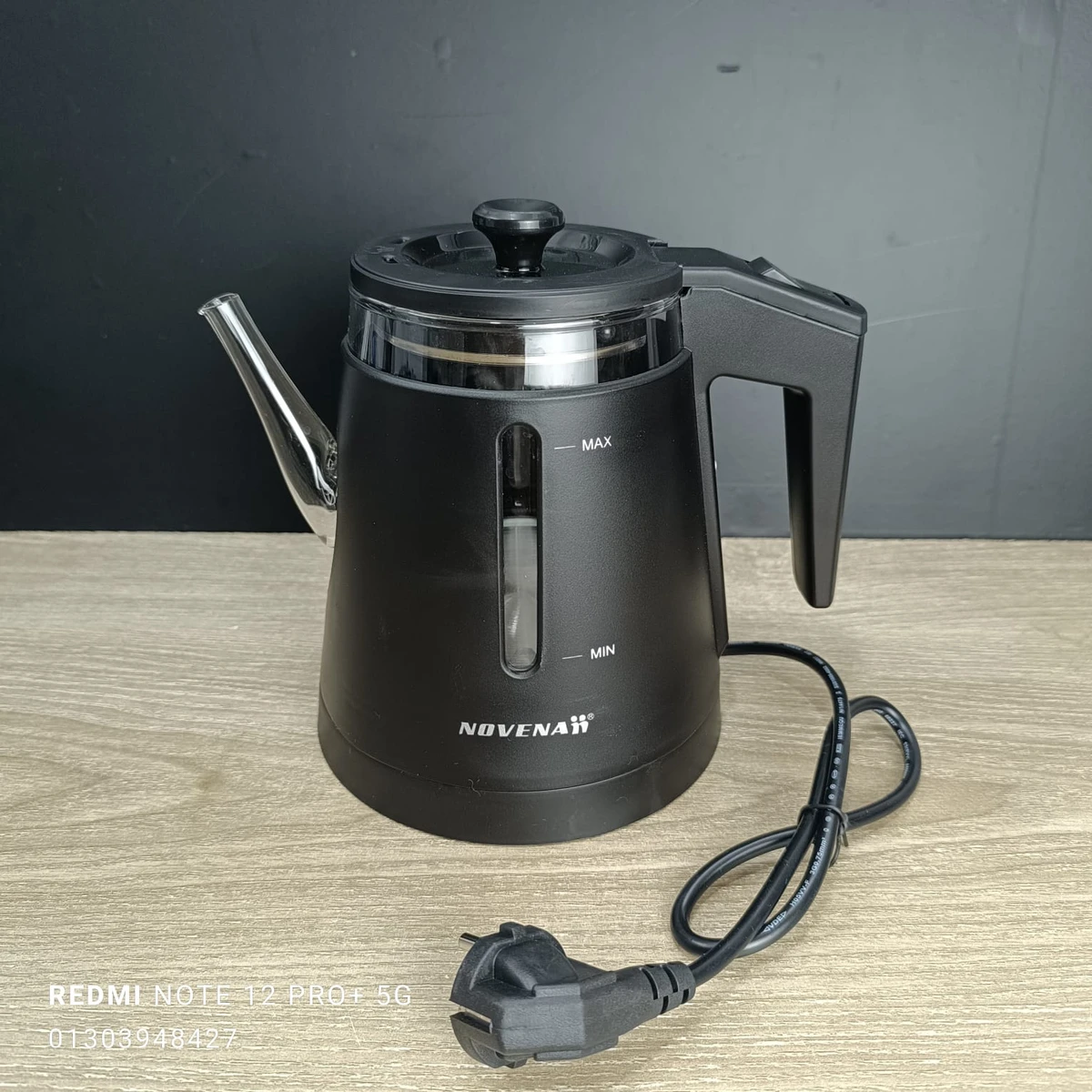 New Style 1.2L Mini Cordless Electric Glass Kettle Black NK50G