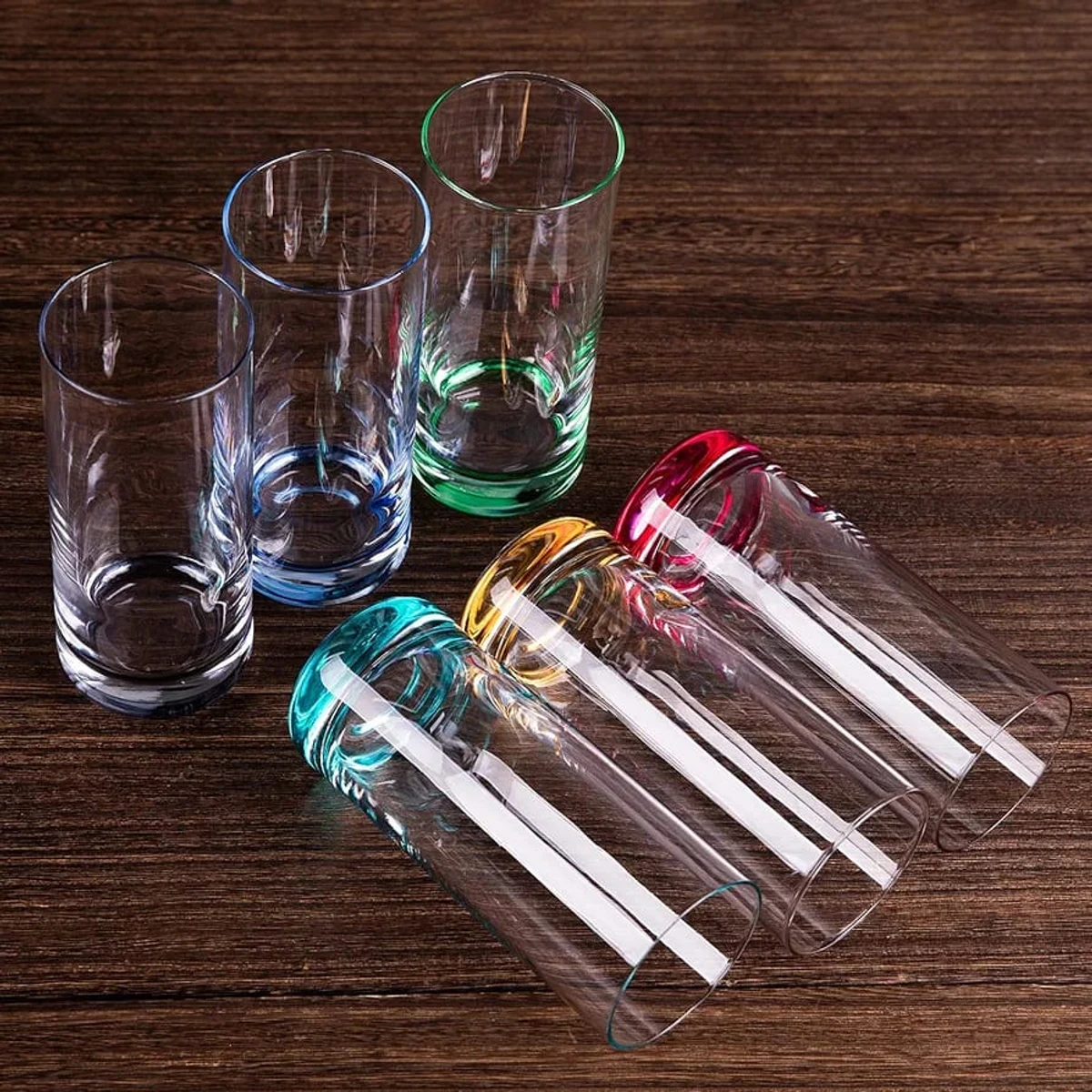 6 Pcs WATER CLEAR GLASS WITH COLOR IMPRINT UNDER ELEGANT COLOR CLEAR GLASS 280 ml - Image 4