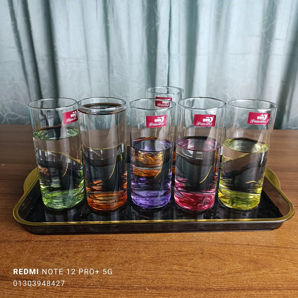 6 Pcs WATER CLEAR GLASS WITH COLOR IMPRINT UNDER ELEGANT COLOR CLEAR GLASS 280 ml - Image 8