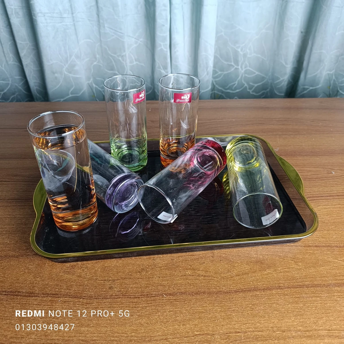 6 Pcs WATER CLEAR GLASS WITH COLOR IMPRINT UNDER ELEGANT COLOR CLEAR GLASS 280 ml - Image 5