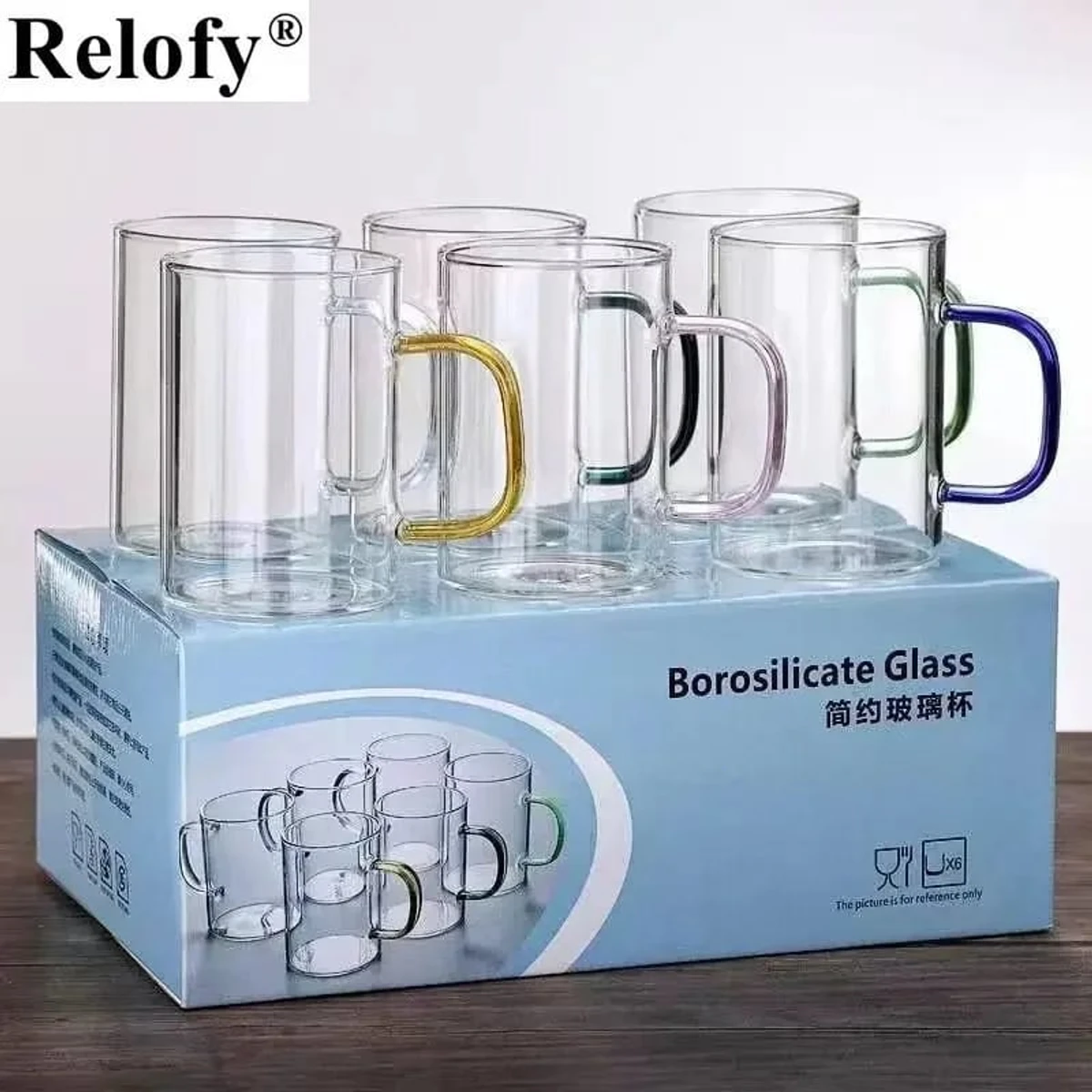 Borosilicate glass mug- 6 pcs set