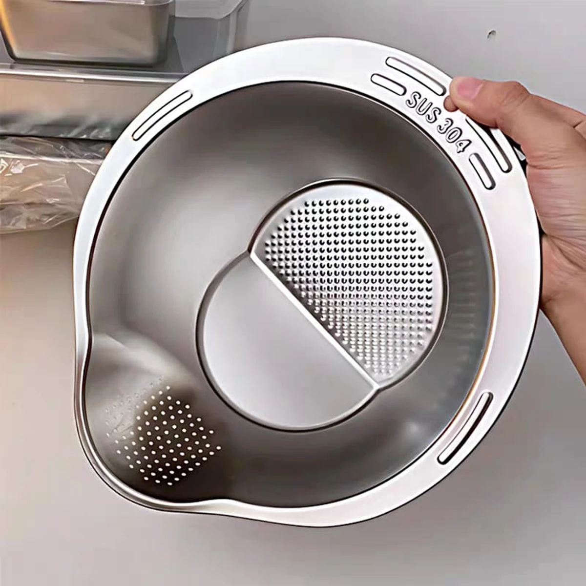 Rice Washing Machine Strainer Bowl - 304 Stainless Steel Rice Sharpener Bowl - Image 6