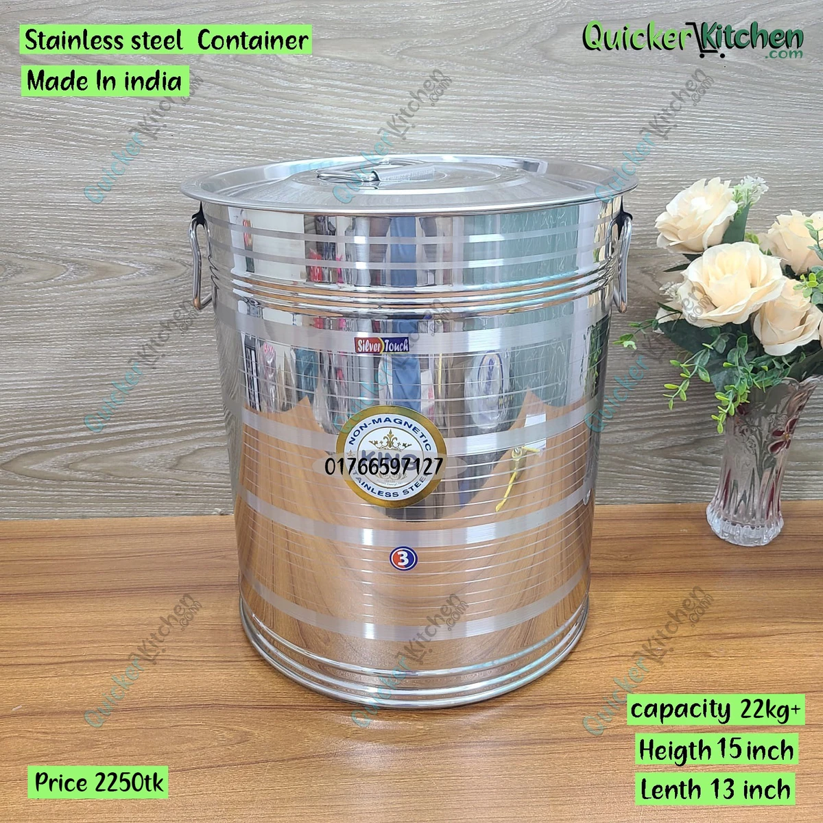 22 Kg+Storage Container/Stainless Steel/Heavy duty durable quality