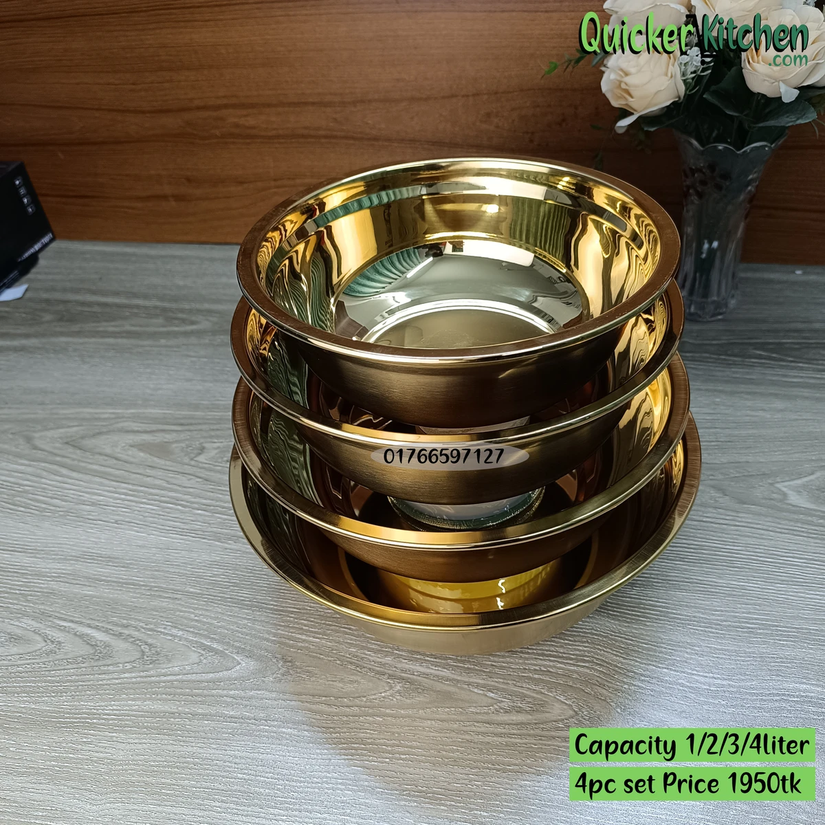 Stainless  Steel  golden colour 4pc Bowl Set