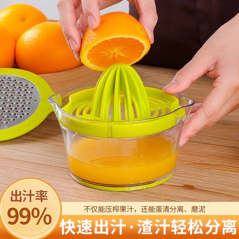 4 in 1 Multi-functional Manual Hand Fruit Squeezer Citrus Lemon Orange Hand Juicer with Stainless Steel Grinding Board Garlic Grater Egg Yolk Separator for Kitchen Dinner Room - Image 5