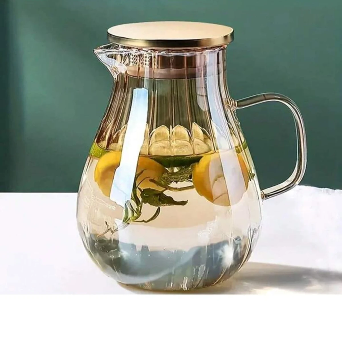 2 Litter  High Borosilicate Glass Cold Kettle Glass Cup Vertical Stripes Water Bottle Boil Water Jug Beverages Juice Pitcher Tea Pot