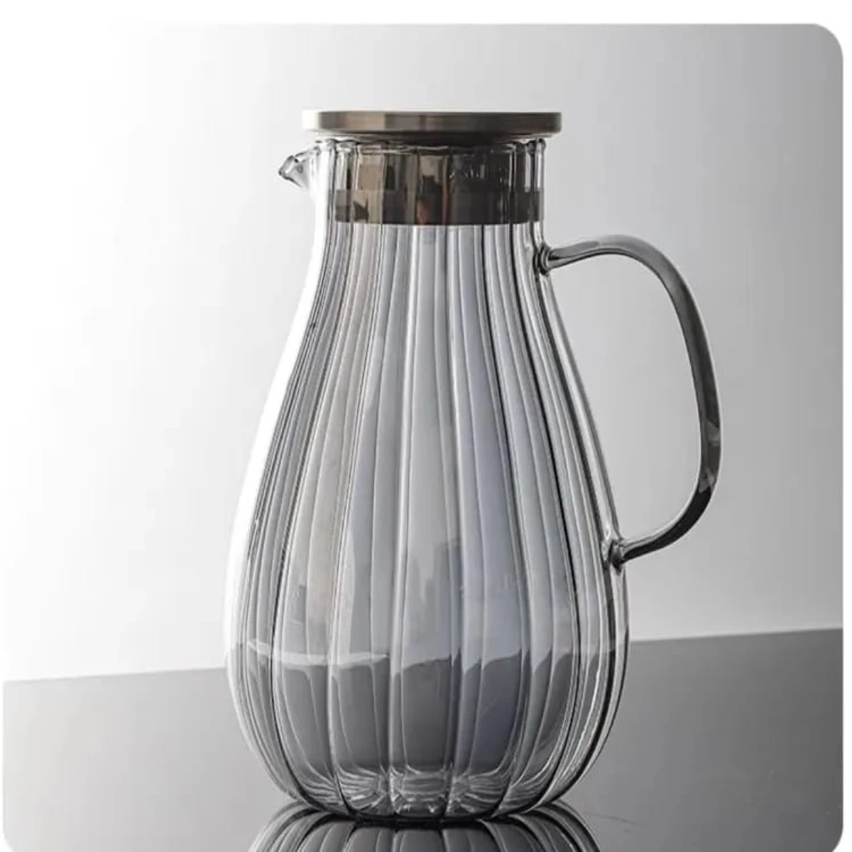 2.2L High Borosilicate Glass Cold Kettle Glass Cup Vertical Stripes Water Bottle Boil Water Jug Beverages Juice Pitcher Tea Pot