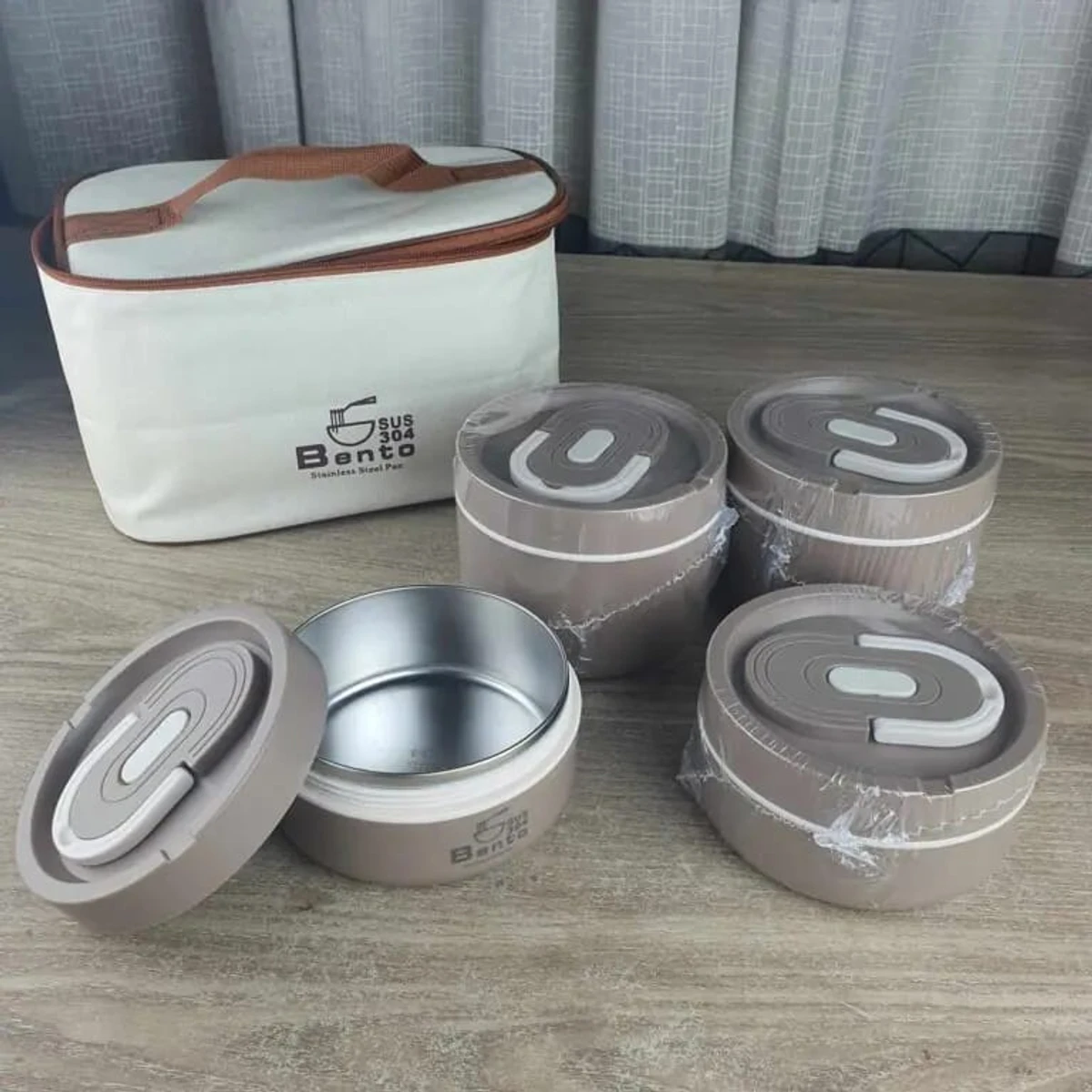 4 Pcs Stainless Steel Lunch Box With Bag