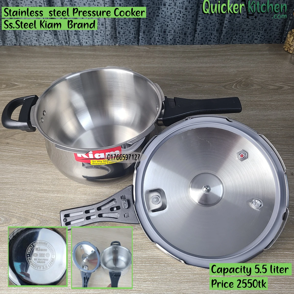 Kiam Stainless steel Pressure cooker 5.5liter