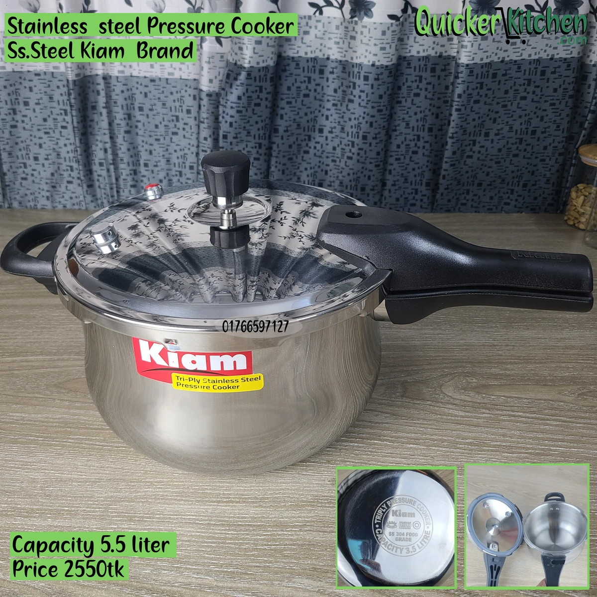 Kiam Stainless steel Pressure cooker 5.5liter