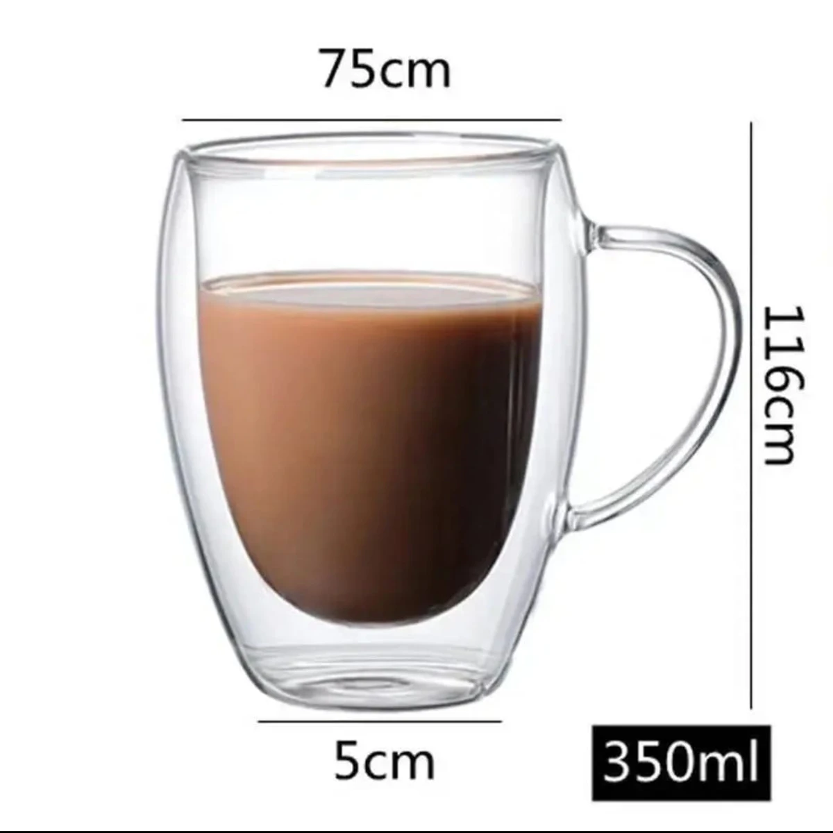 350 ml Double Wall Borosilicate Glass Mug - Image 4