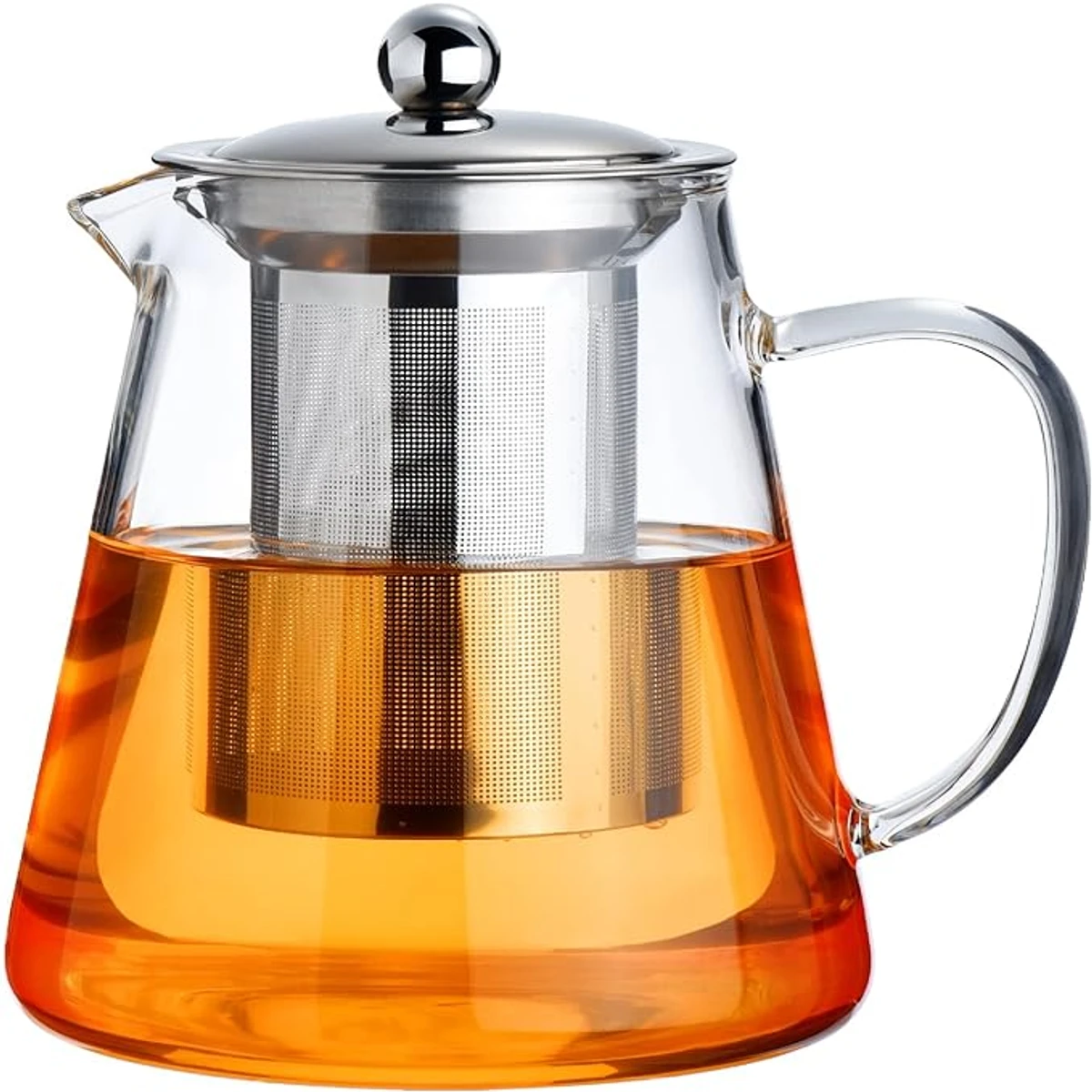 Borosilicate Glass Teapot, Loose Leaf Tea Kettle, 750 ml Borosilicate Glass Heat Resistant Clear Leaf Teapot with Infuser Strainer for Microwavable and Stovetop Safe