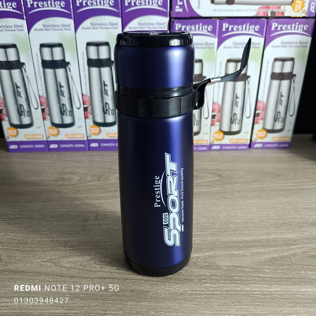 Portable thermos outdoor reusable thermos water stainless steel vacuum flask 600 ml c-Blue