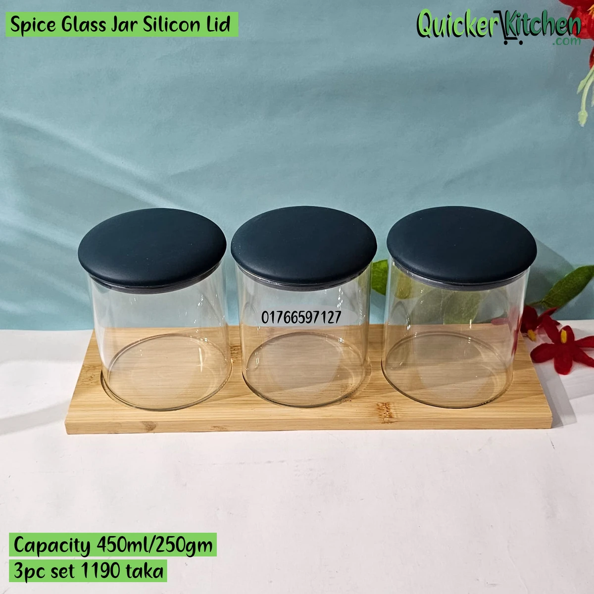 Borosilicat Glass 450ml Spice jar silicon lid