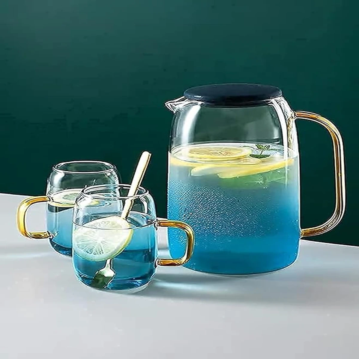 7 pcs glass water jug with lid glass jug and cups set glass water jug set