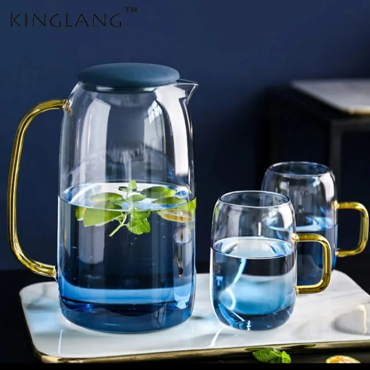 7 pcs glass water jug with lid glass jug and cups set glass water jug set