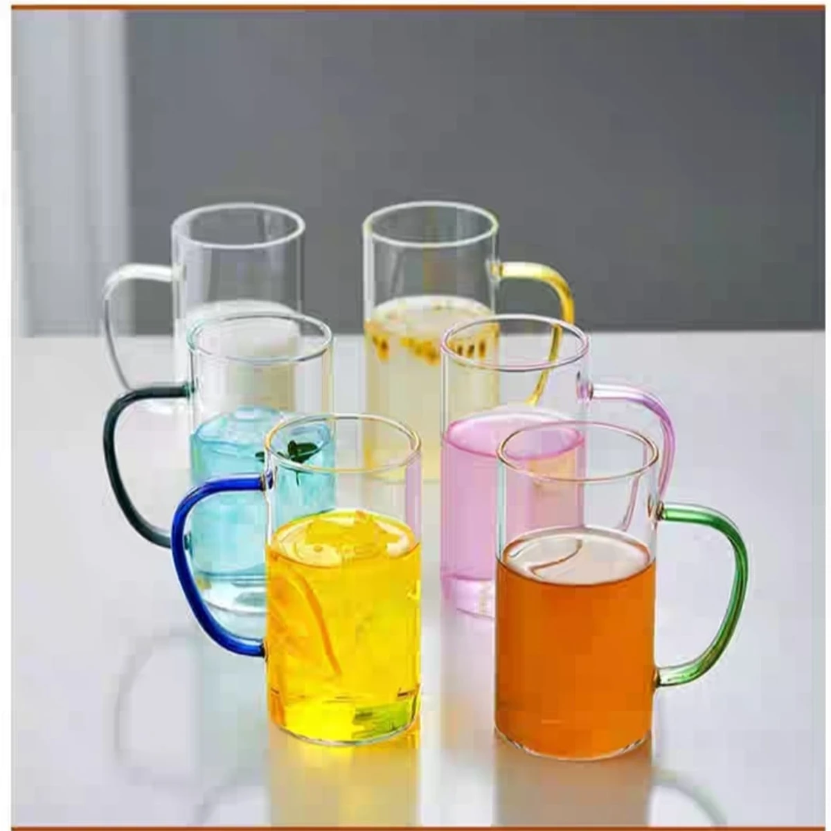 330 ml Borosilicate glass mug- 6 pcs set multi color