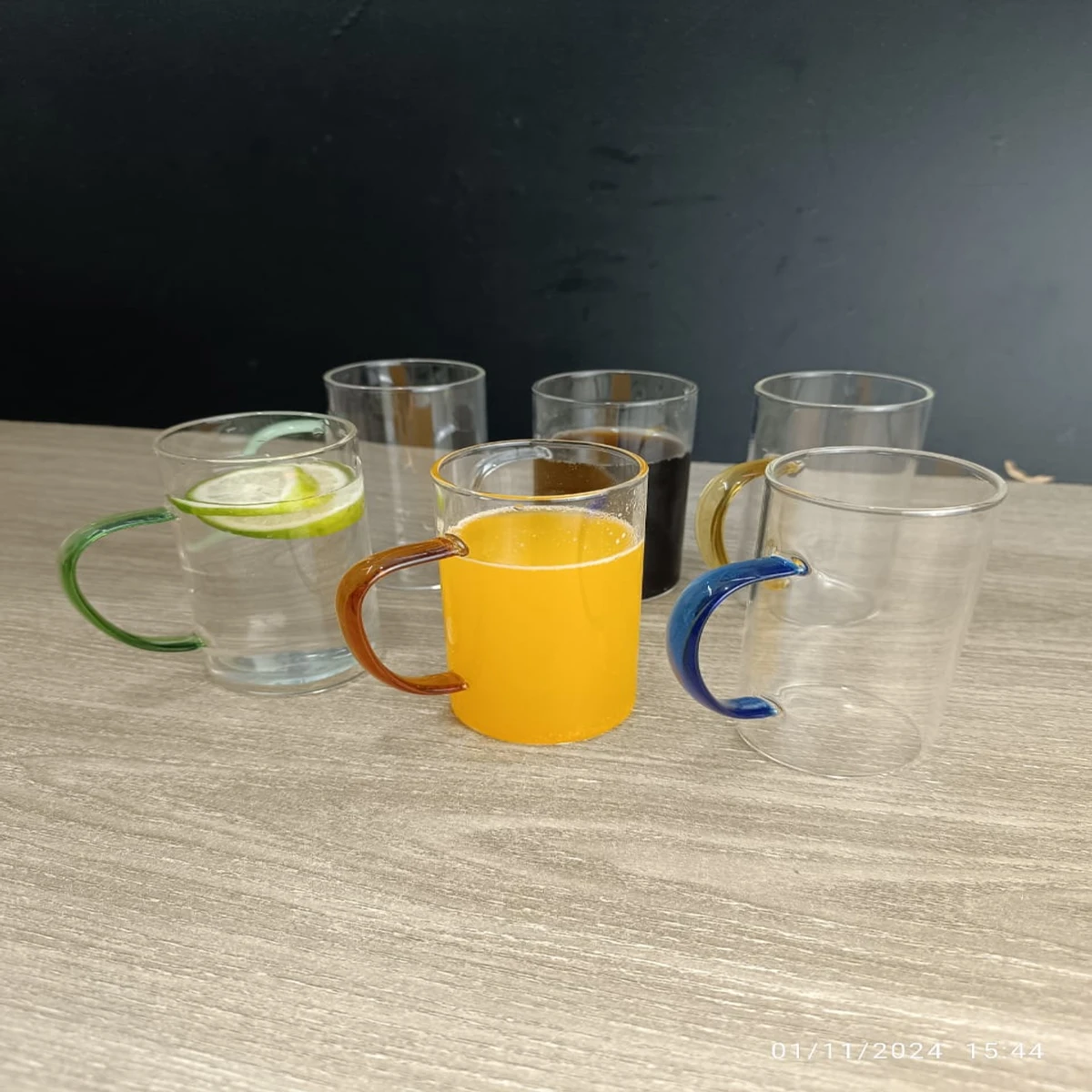 330 ml Borosilicate glass mug- 6 pcs set multi color