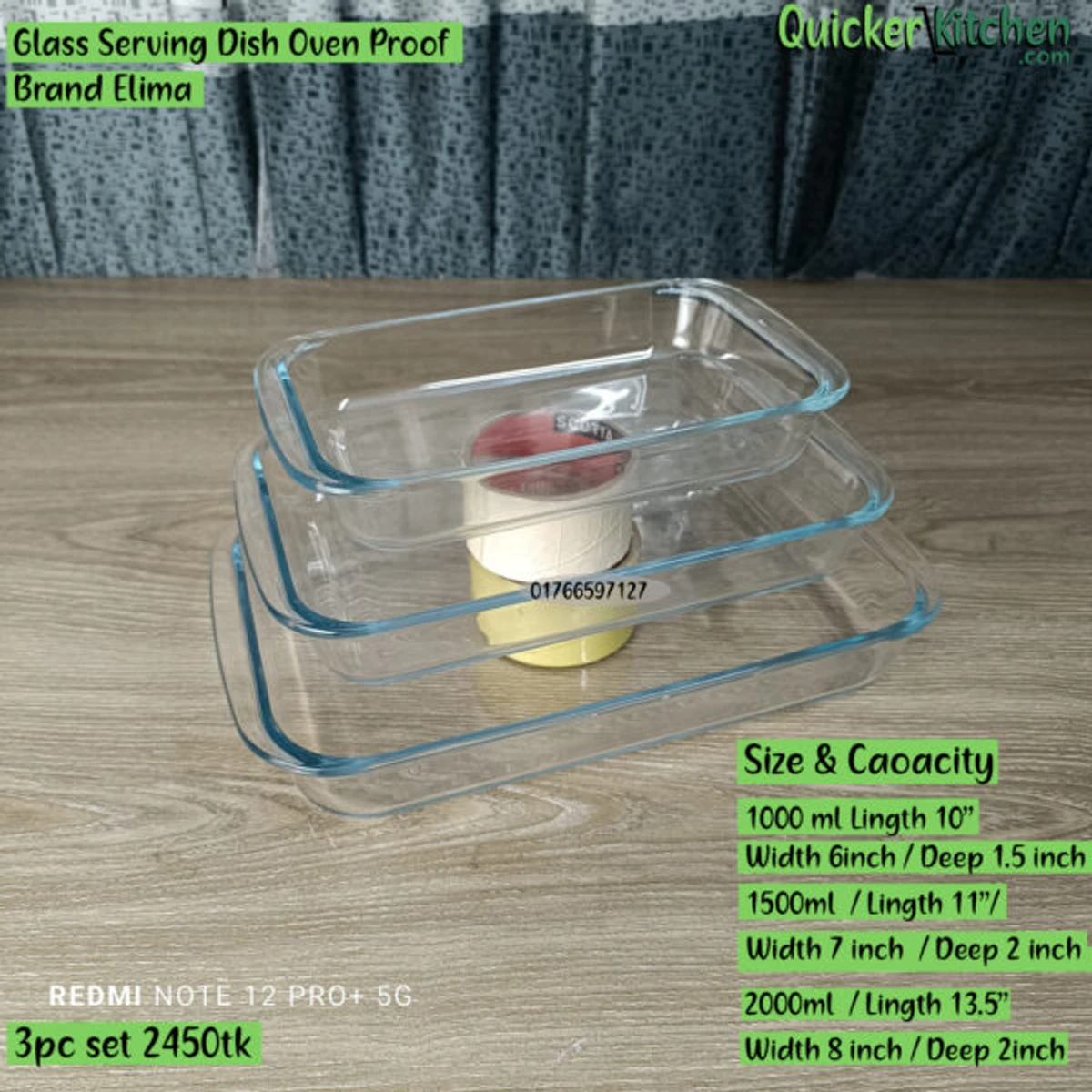 Oven Proof Glass Serving Dish (3pcs Set) - Image 3