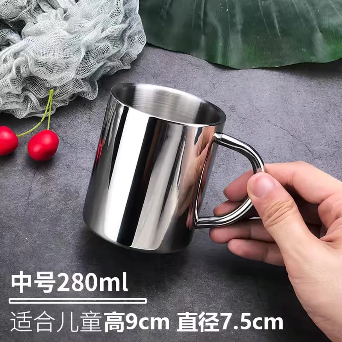 1Pcs 280 ml Stainless Steel Mug Double Layer Drink Beer Tea Juice Thermal Tumbler with Lid Anti-scalding Insulated Cups