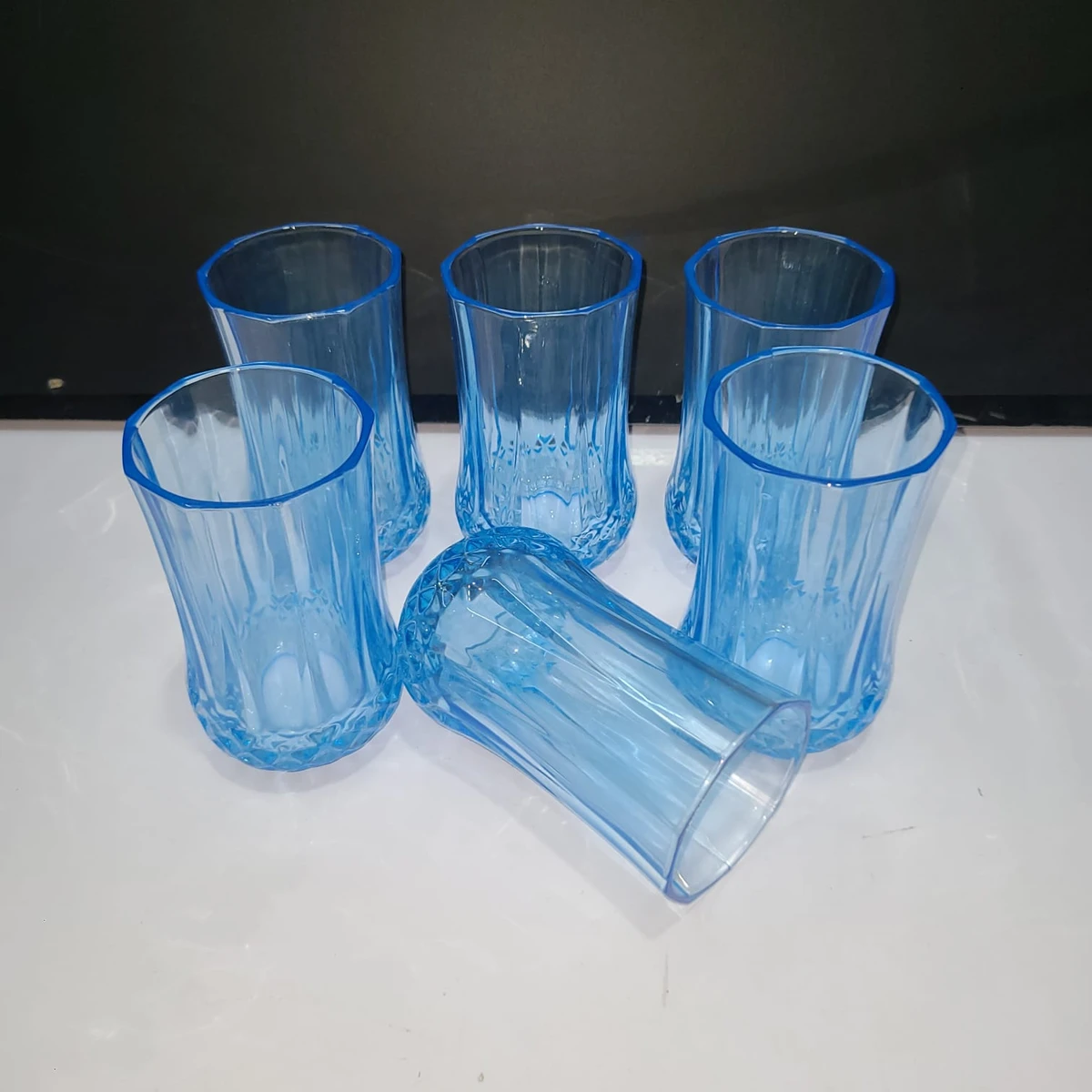 6 pcs colour diamond glass blue