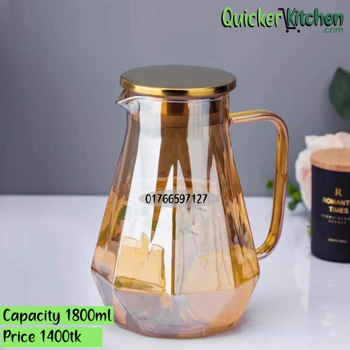 Borosilicat Glass Water Jog 1800ml