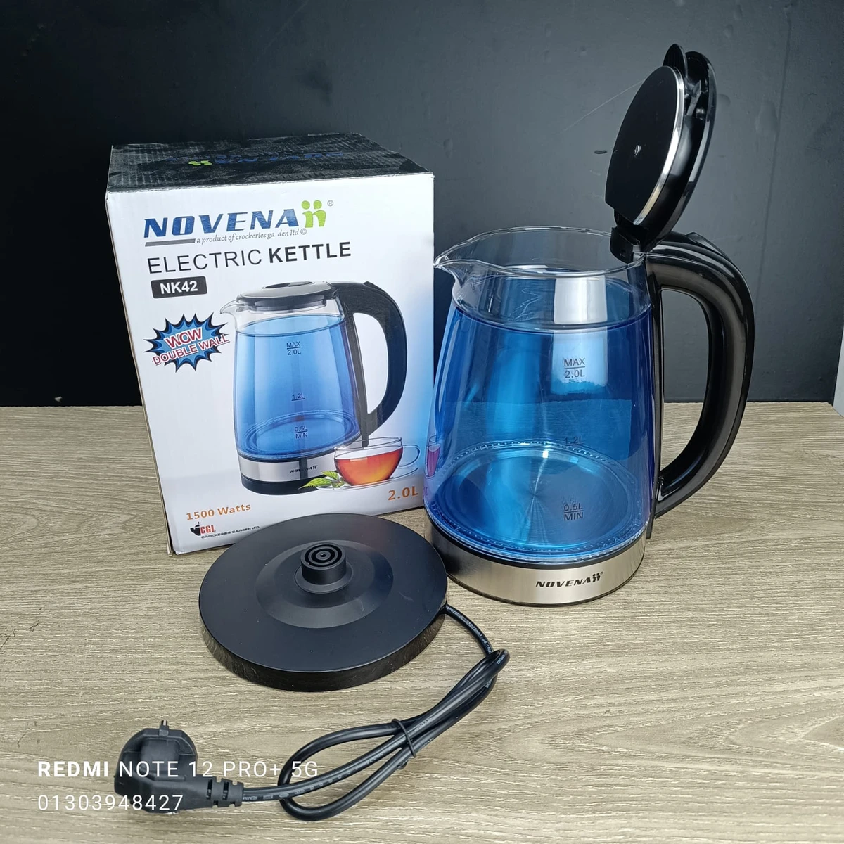 New double-wall anti-hot glass stainless steel electric kettle 2L large capacity household gift wholesale water electric kettle - Image 3