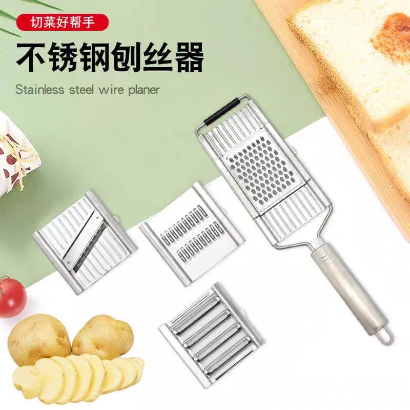 4 in1 Vegetable Slicer Stainless Steel Shredder Cutter Multi-Purpose Vegetable Slicer Cuts Set Manual Fruit Carrot Potato Grater