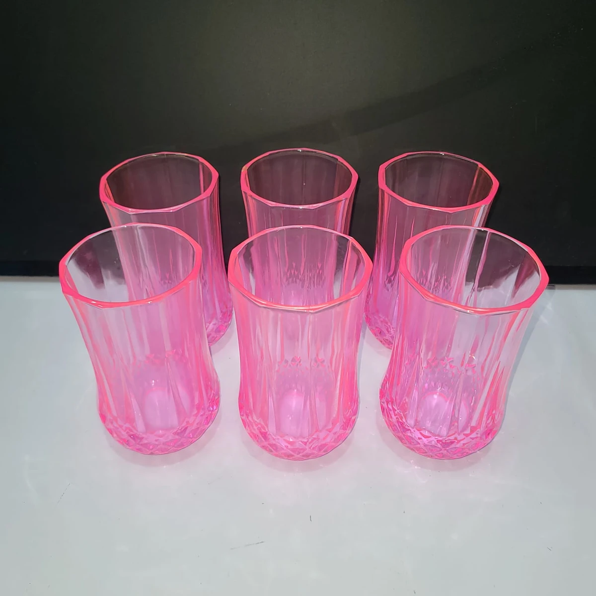 6 pcs colour diamond glass pink