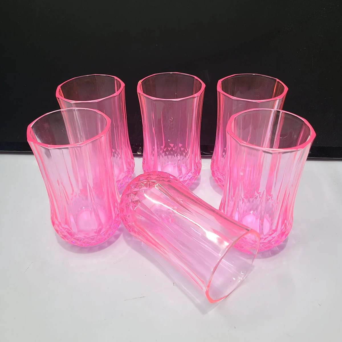 6 pcs colour diamond glass pink