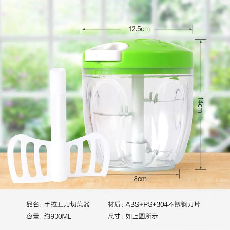 5 knife Blade Vegetable Chopper Blender for Fruits, Vegetables, Herbs, Onions, Garlics, Manual Food Chopper Processer 900 ML - Image 6