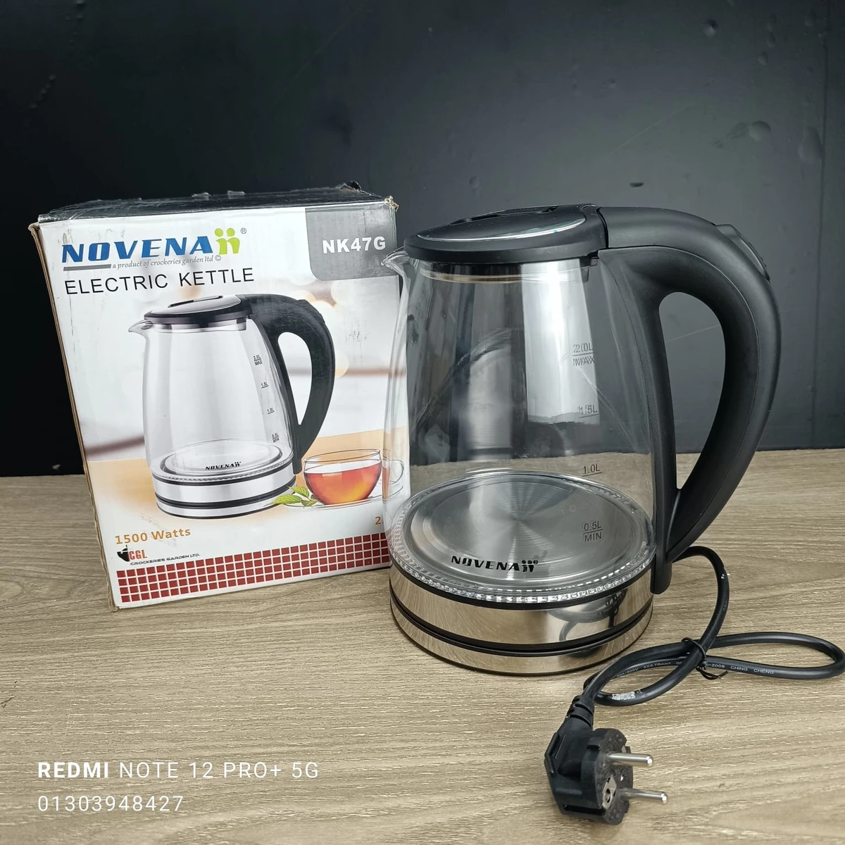 2 litter Glass Novena Fast Boiling Electric Kettle (NK-47G)