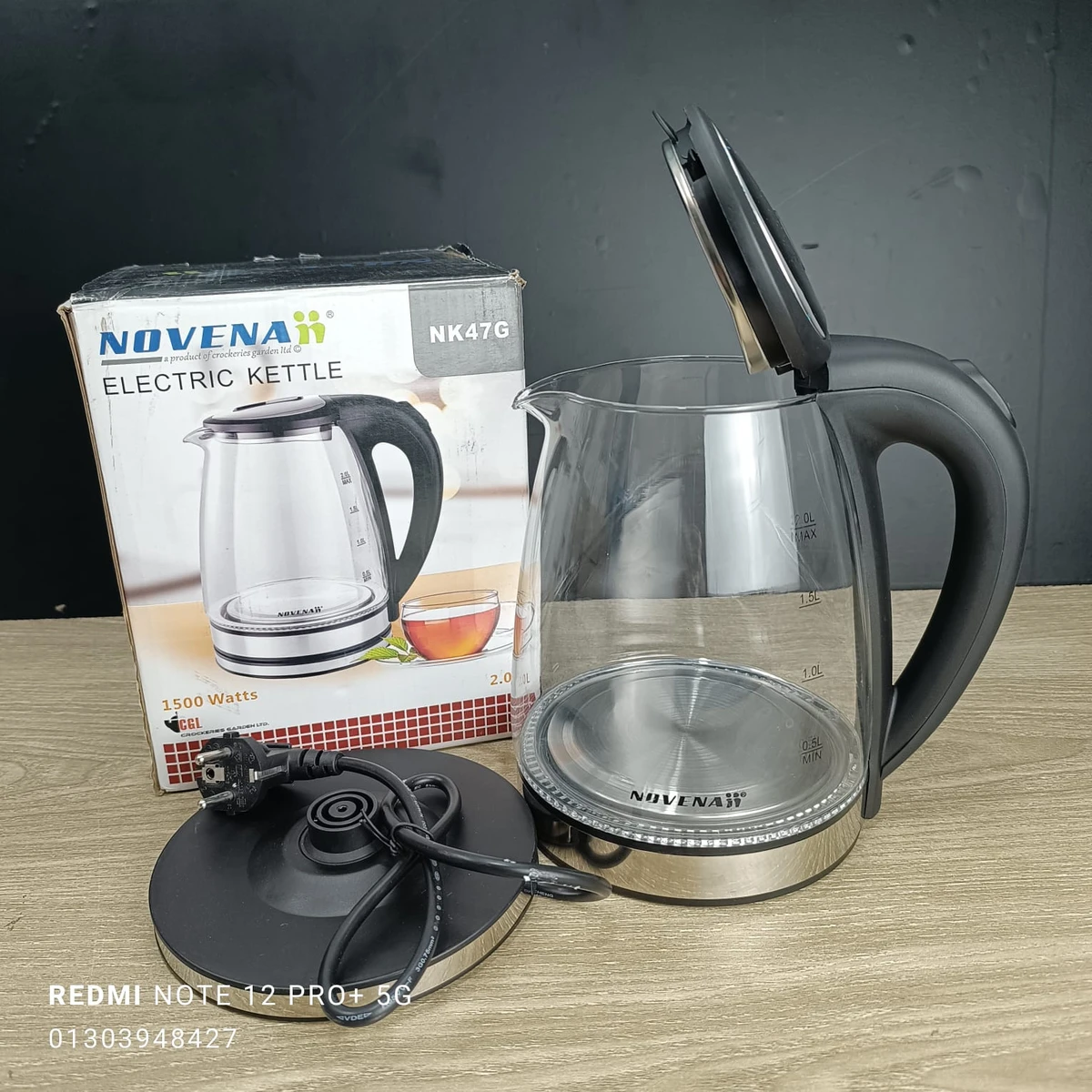 2 litter Glass Novena Fast Boiling Electric Kettle (NK-47G) - Image 3