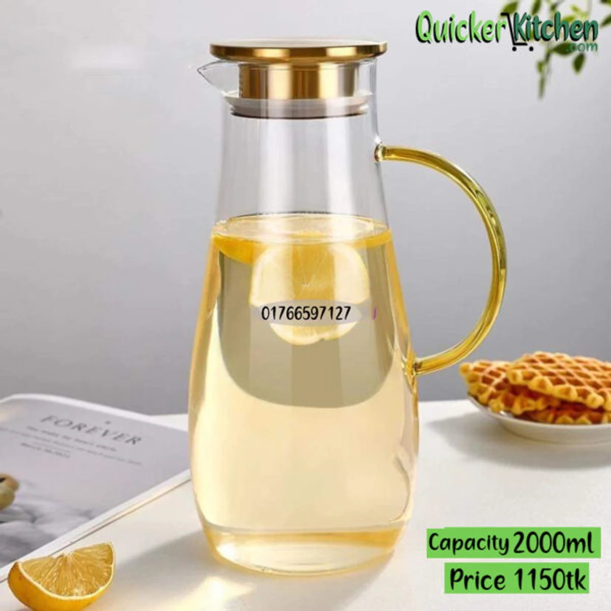 Borosilicat Glass Water Jog 2000ml