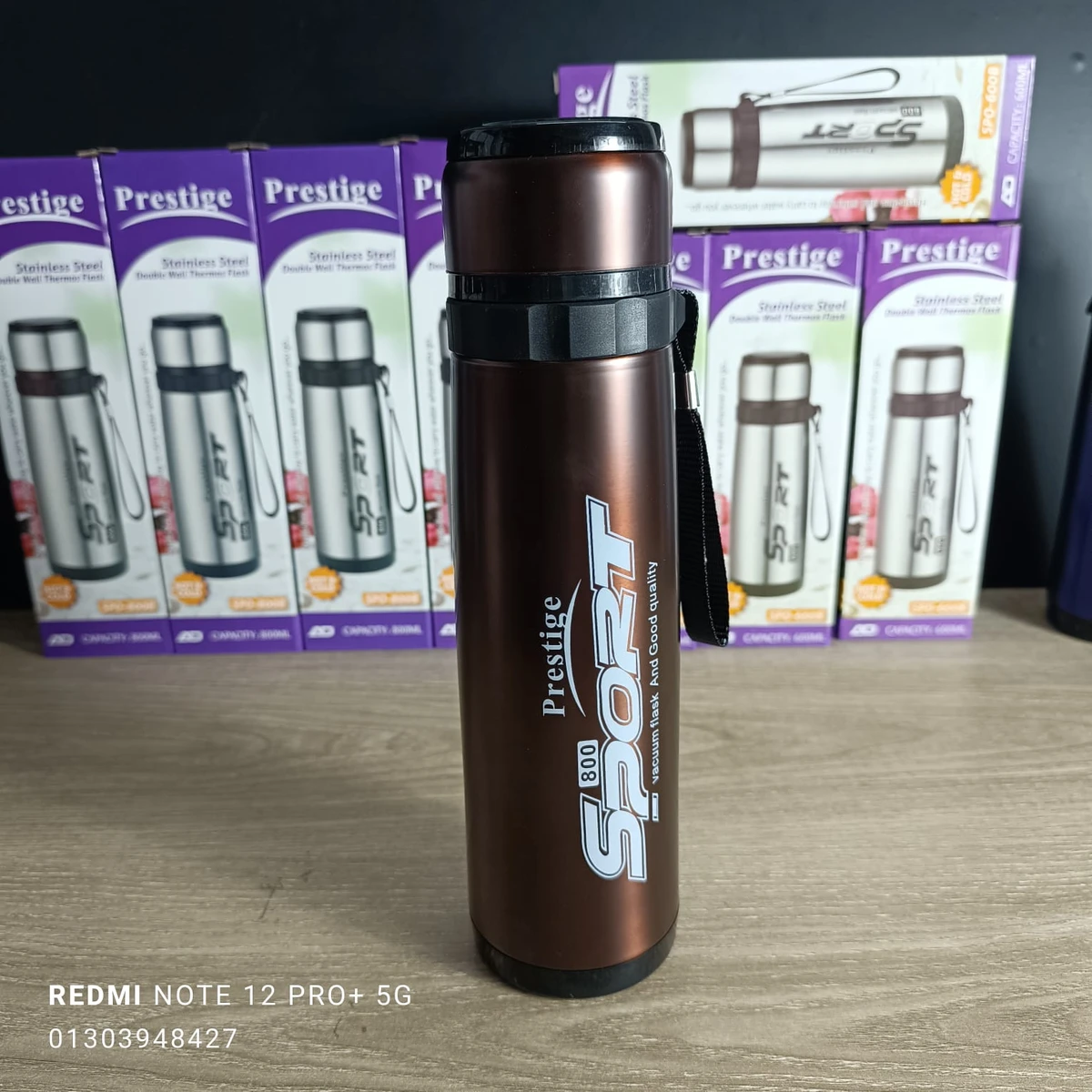 Portable thermos outdoor reusable thermos water stainless steel vacuum flask 800ml c-Brown - Image 3