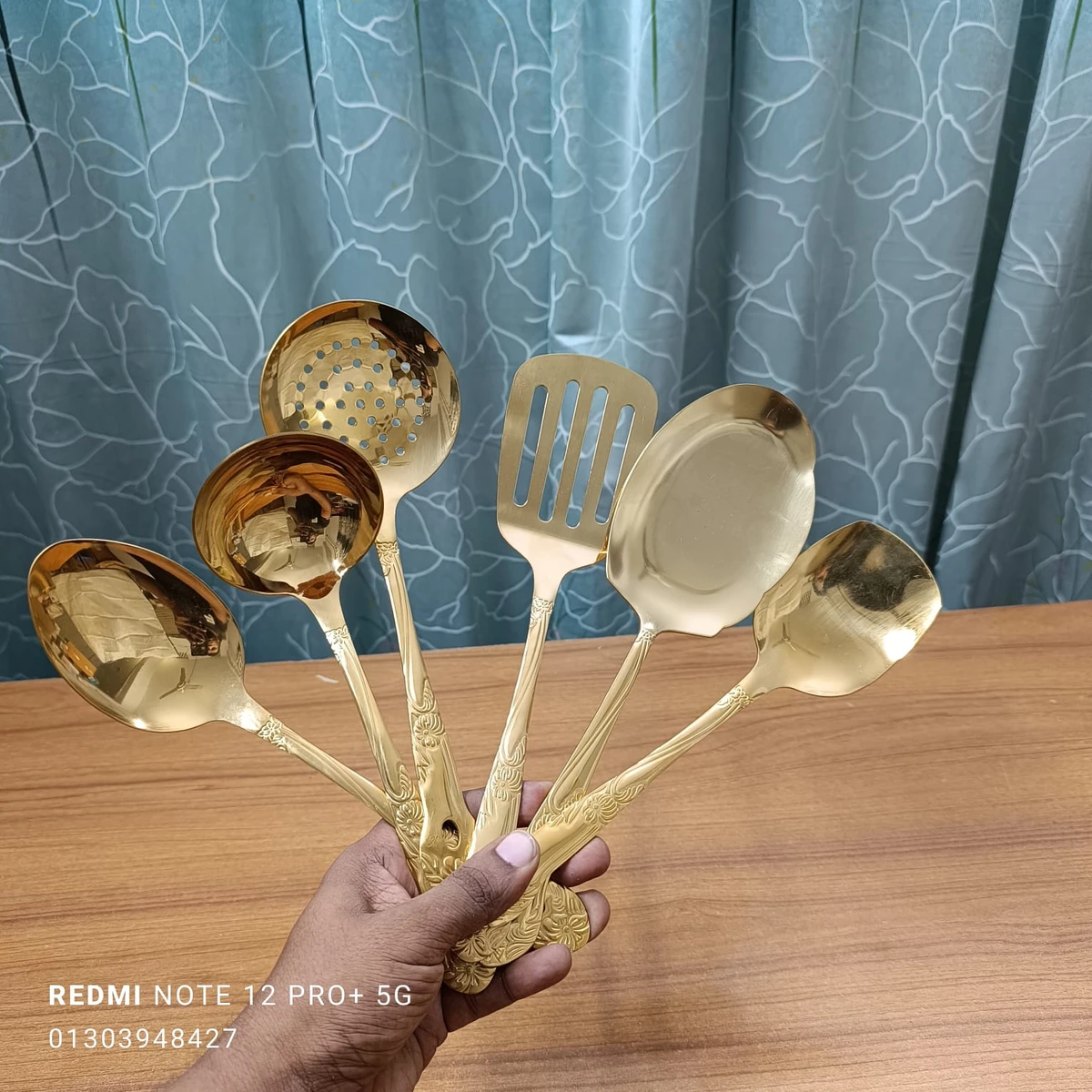 7 Pcs golden spoon set