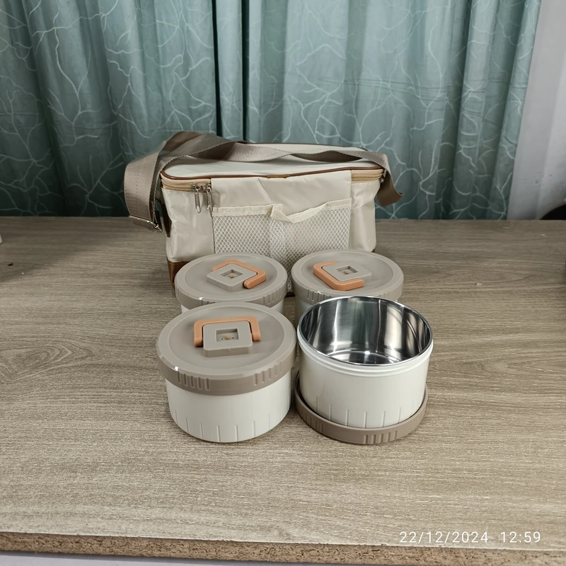 4 Pcs Stainless Steel Lunch Box With Bag h1 - Image 7