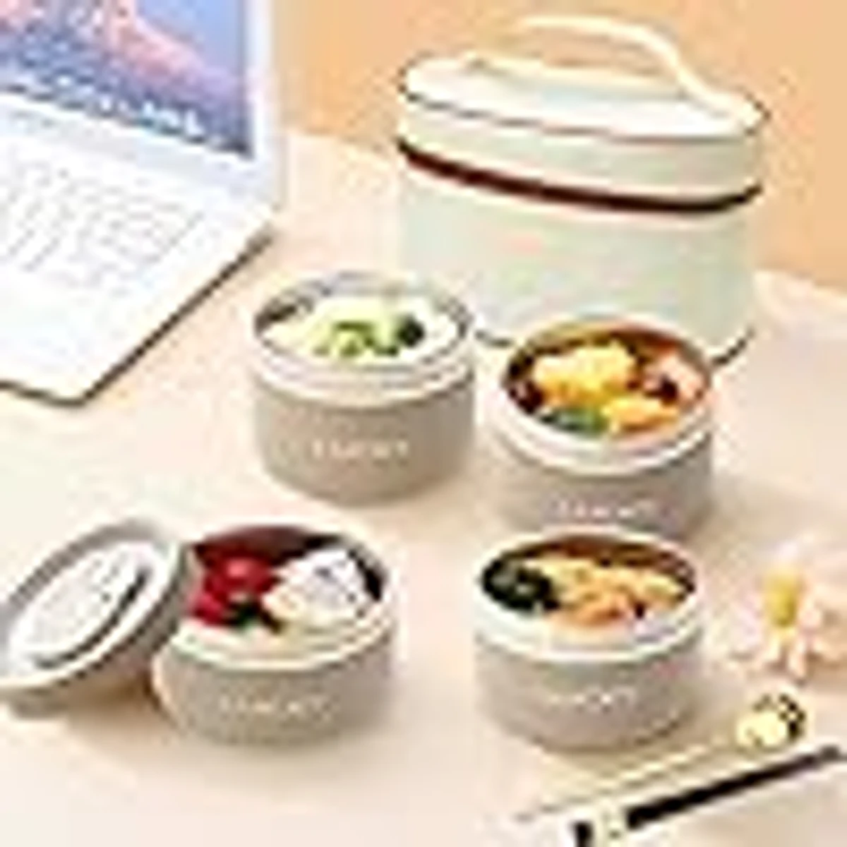 4 Pcs Stainless Steel Lunch Box With Bag h1 - Image 3