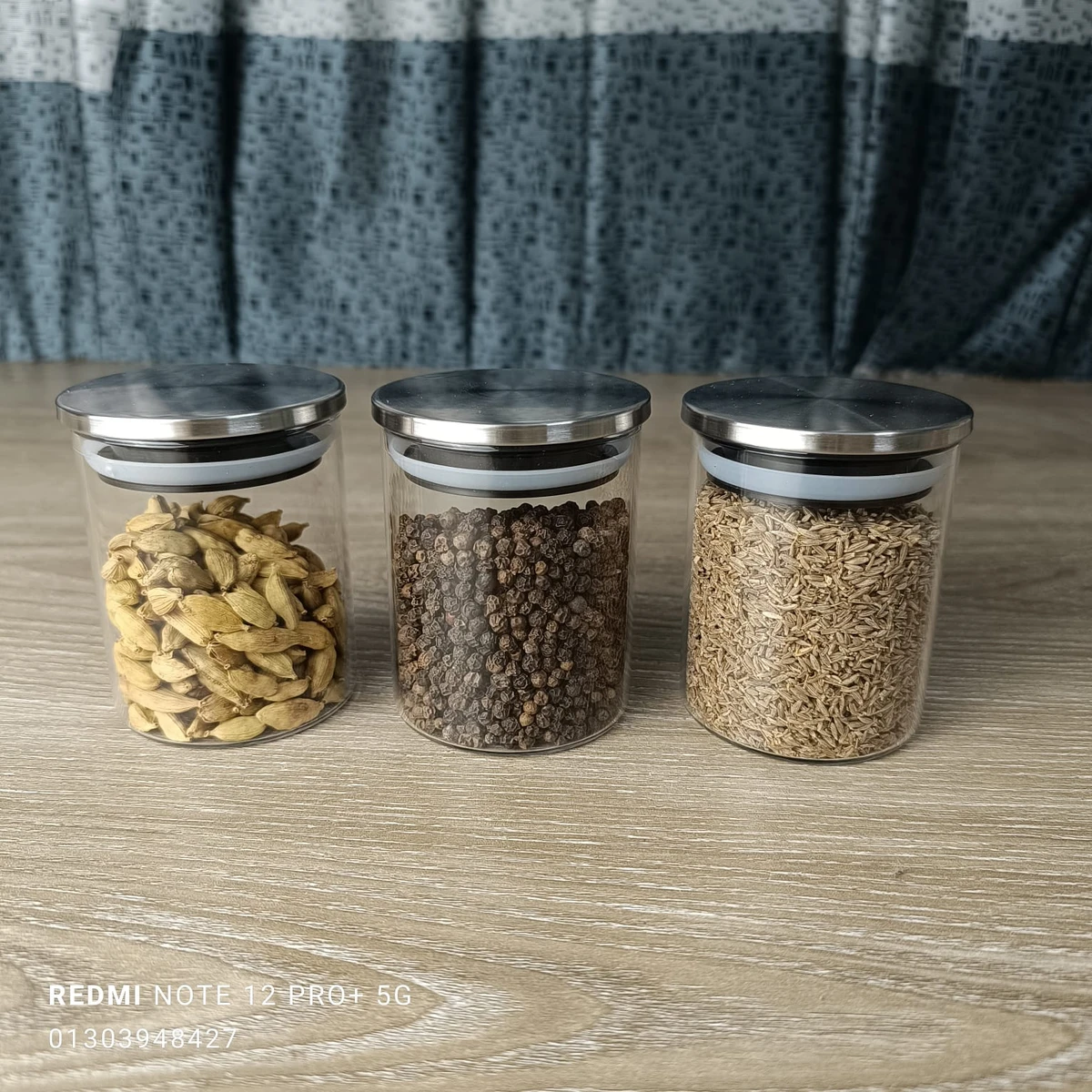 3 Pcs Borosilicate Spice jar 280 ml Steel lid