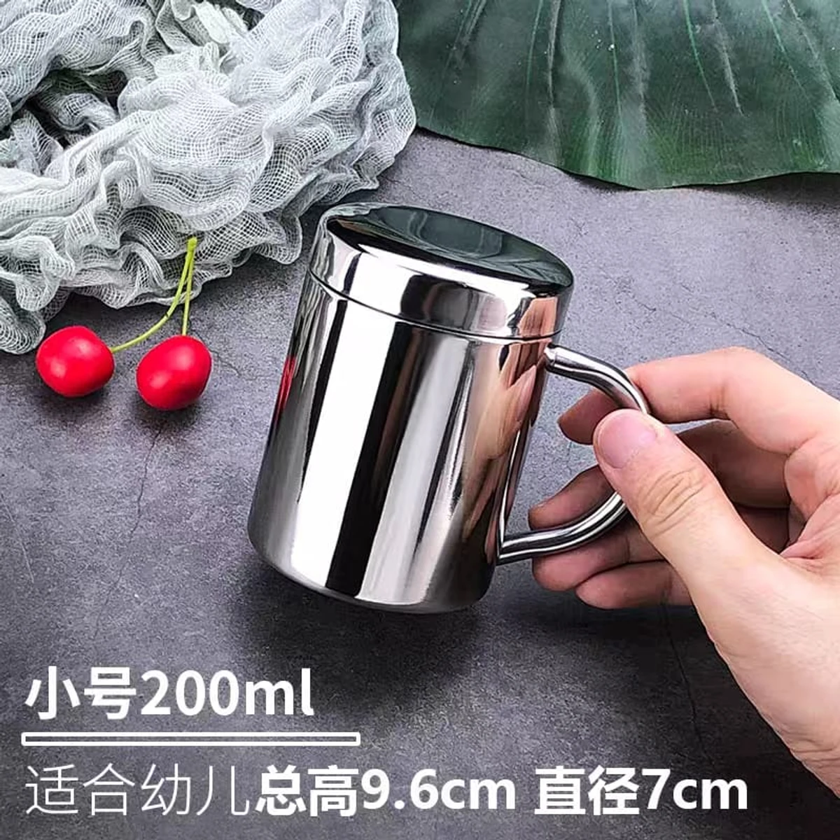 1Pcs 200 ml Stainless Steel Mug Double Layer Drink Beer Tea Juice Thermal Tumbler with Lid Anti-scalding Insulated Cups