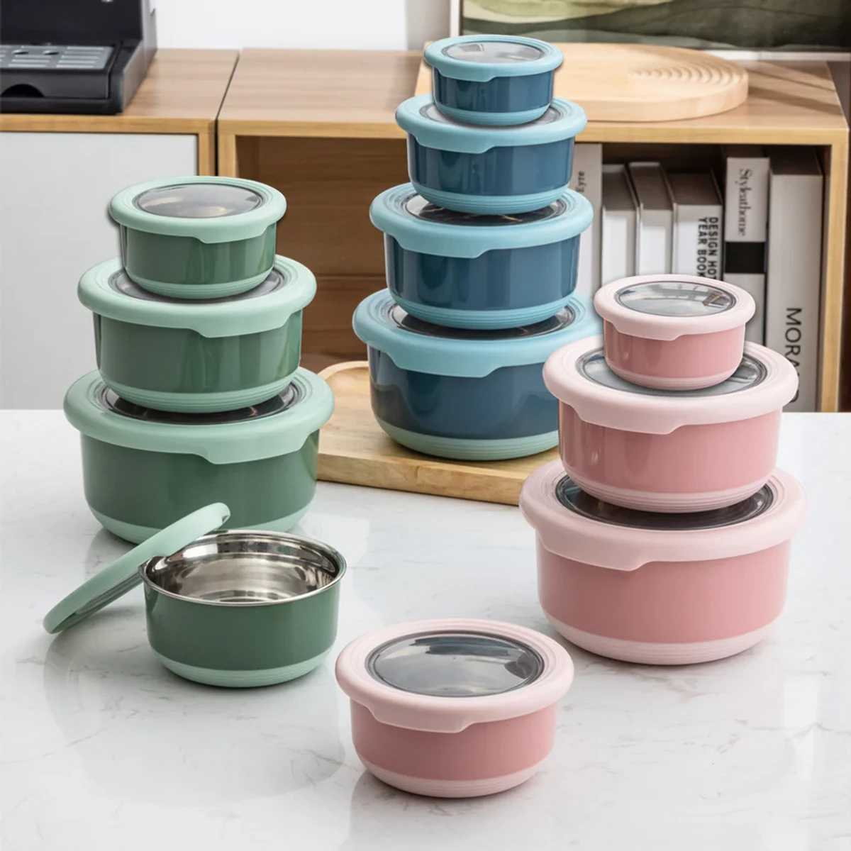 4 pcs Food Storage Container Round Fresh-keeping Bowl Insulation Bento Box