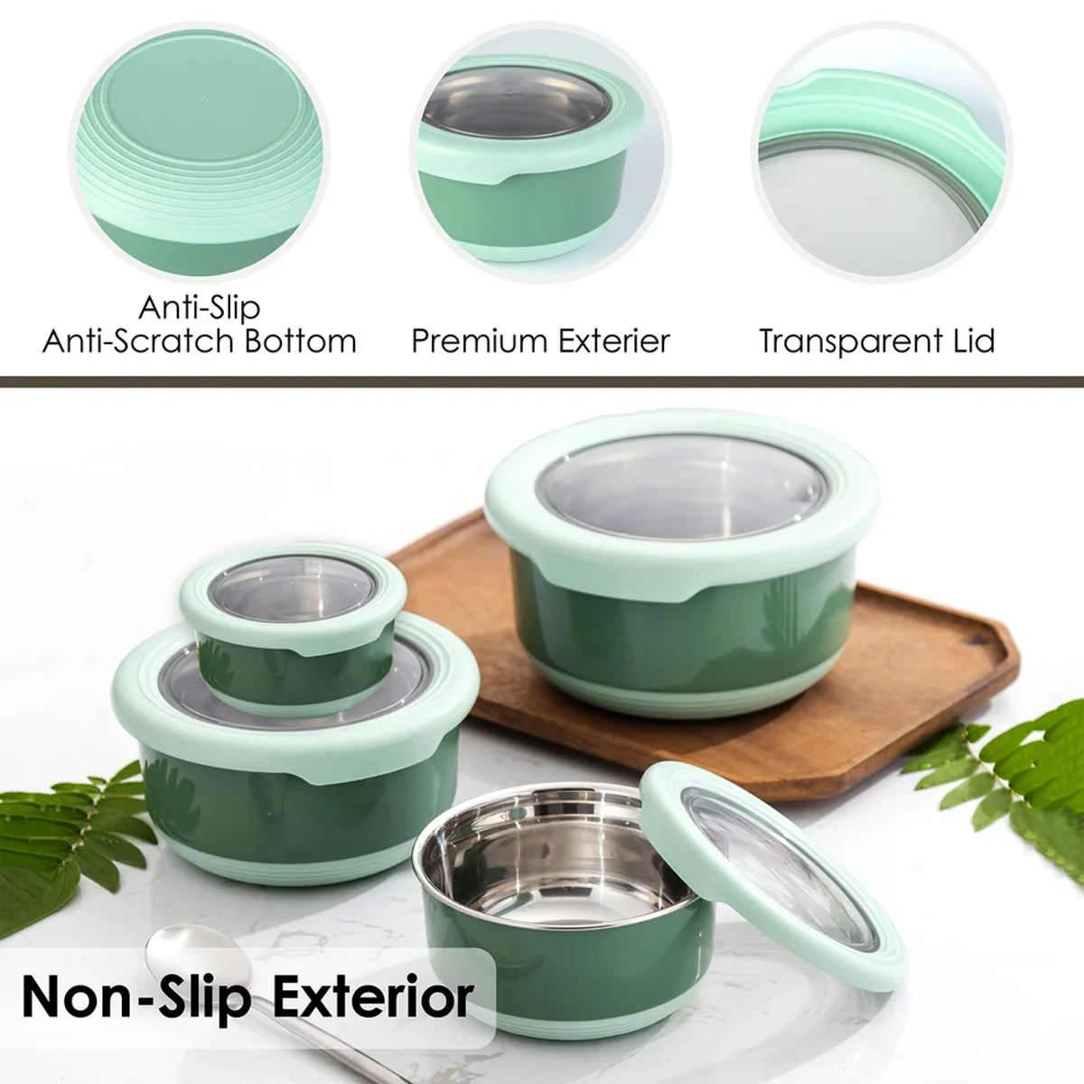 4 pcs Food Storage Container Round Fresh-keeping Bowl Insulation Bento Box - Image 5