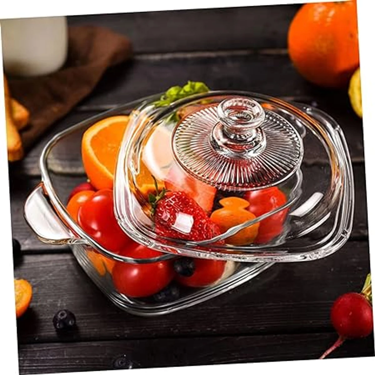 Oven Proof Galss Serving Dish with Lid ( 3Pc Set )