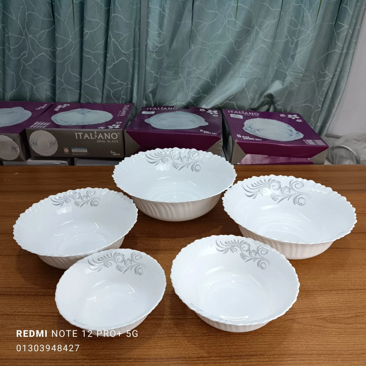 5 PCS BOWL SET ITALIANO™ OPAL GLASS Ashprint new - Image 4